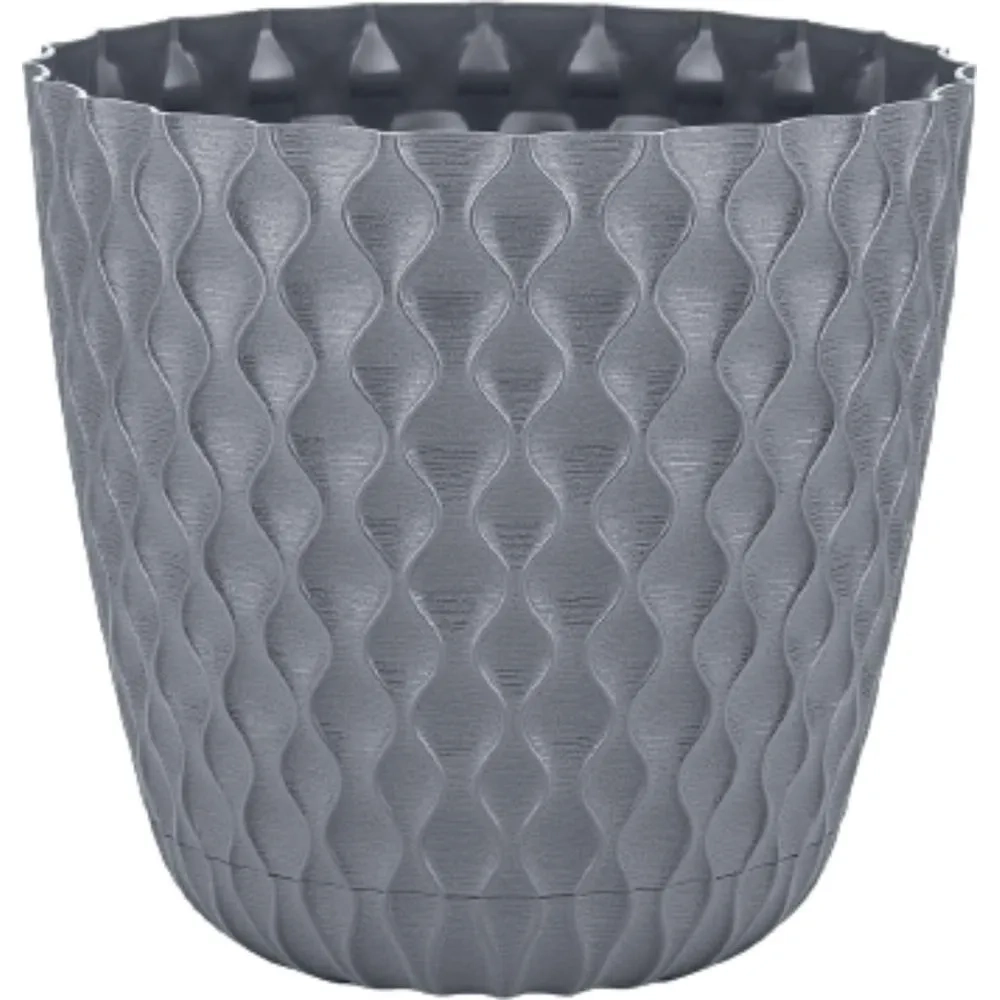 Горшок для цветов InGreen Wave с дренажной сеткой и съемным поддоном 10л, D270мм вулканиче
