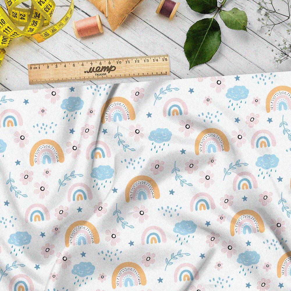 Ткань интерлок детская радуга