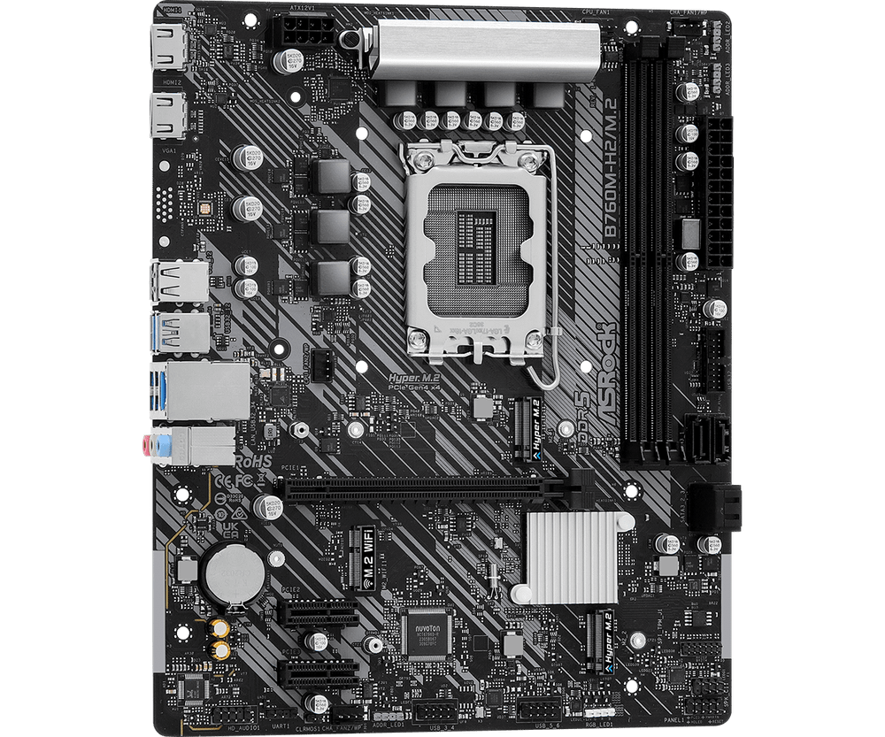 Материнская плата ASRock B760M-H2/M.2 LGA1700 2xDDR5 4xSATA RAID 2xM.2 2xHDMI mATX