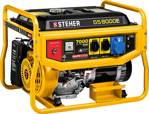 GS-8000Е бензиновый генератор с электростартером, 7000 Вт, STEHER