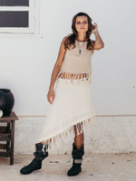 Юбка Chintamani на кнопках с бахромой молочная