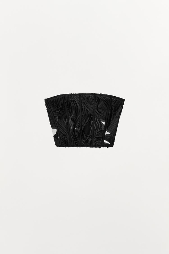 ZARA ТОП-КОРСЕТ СТРУКТУРНЫЙ LIMITED EDITION, ЧЕРНЫЙ