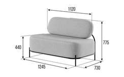 Джайв Диван двухместный JVE-2 Velvet lux 58/Velvet lux 100/Металл Черный 1250*720*770