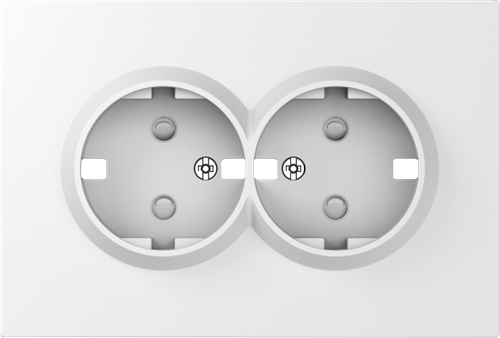 Накладка для розетки 2-й с заземлением, со шторками 16A 250 В~, матовый белый, серия S08