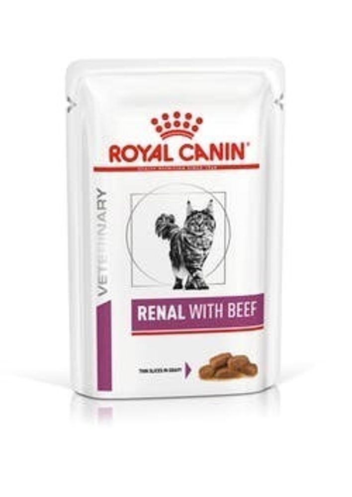 Royal Canin Renal Влажный корм для кошек при почечной недостаточности, говядина в соусе, 28 шт x 85 г