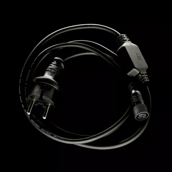 Кабель питания 1,5 м. с выпрямителем для каучуковых и ПВХ нитей 220В., провод черный Каучук, IP65, LTC (LLC-1-3A)