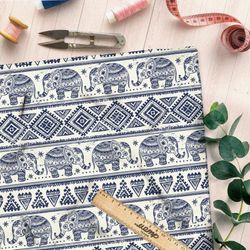 Ткань сатин слон узорный с геометрическими элементами