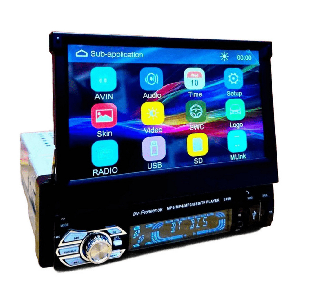 Автомагнитола с выездным экраном 7"/1DIN MP5MP3 Player DV-Pioneer.OK 5166