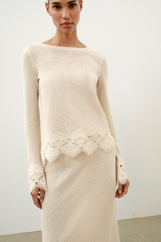 ZARA ТОП В СТИЛЕ РУСТИК КРОШЕ, ПЕСОЧНЫЙ