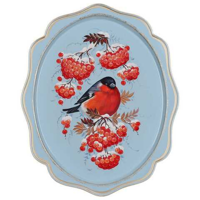 Жостовский поднос декоративный, размер 38х30 см (A15), металлический