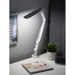 Настольный светильник ЭРА NLED-496-12W-S светодиодный на струбцине серебро