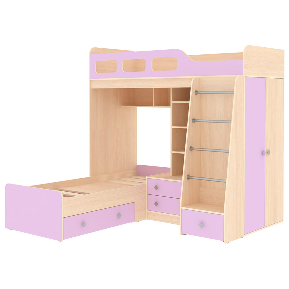 Двухъярусная кровать КарИВи Астра 4  Дуб Молочный Ирис