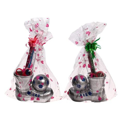 Настольный набор детский, Ботинок с мячом из 5 предметов: подставка, ножницы, линейка, 2 карандаша, МИКС