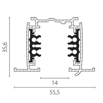 Трек шестиконтактный встраиваемый 3-фазн со стыковочными пазами 2м 503025-R-DALI Quattro/DALI Lightstar