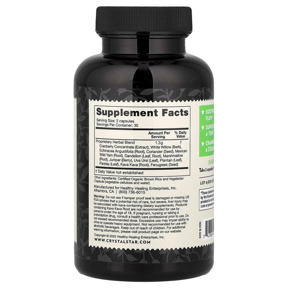 Crystal Star, добавка для поддержки мочевого пузыря, 60 вегетарианских капсул