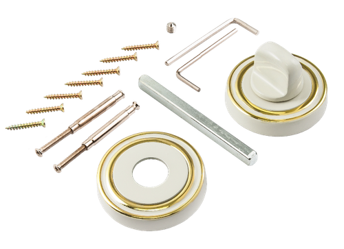 Завертка круг Ренц INBK 16 W/GP, цвет белый/золото к ручкам Новара INDH 625-16 W/GP (гарантия - 12 месяцев)