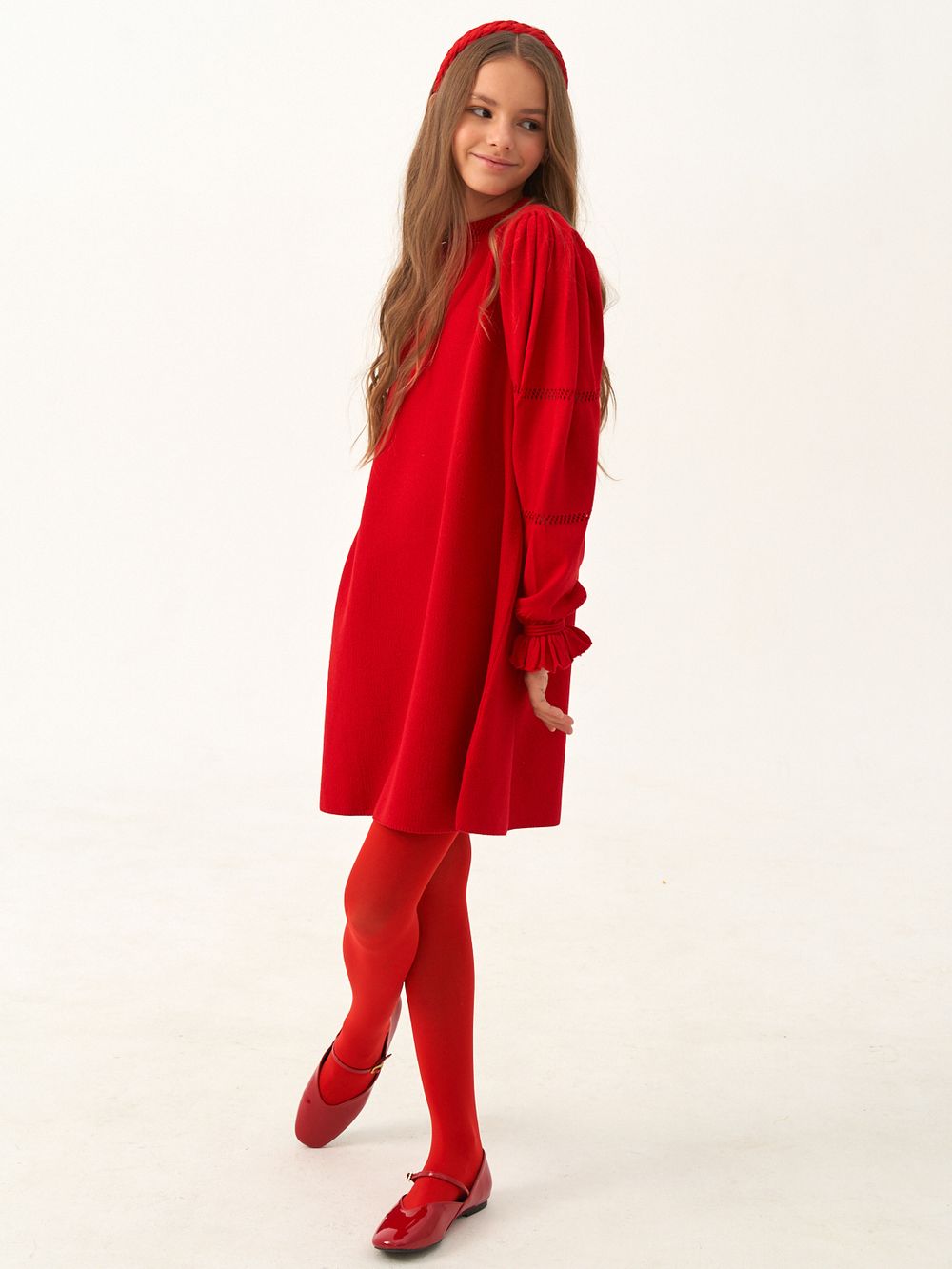 Платье для девочки с длинным рукавом AT1039 красный