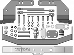 Фаркоп с оцинк. шаром и нержавеющей накладкой Toyota Land Cruiser 200 2007-2021 (комплектации Excalibur и Executive) фланцевое крепление шара, (без электрики, паспорт и сертификат в комплекте) Motodor.92517-FEN