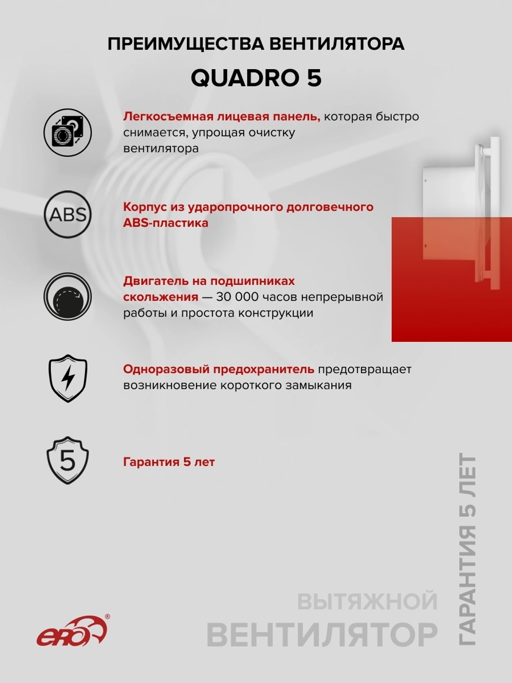 Вентилятор накладной QUADRO D125 ERA