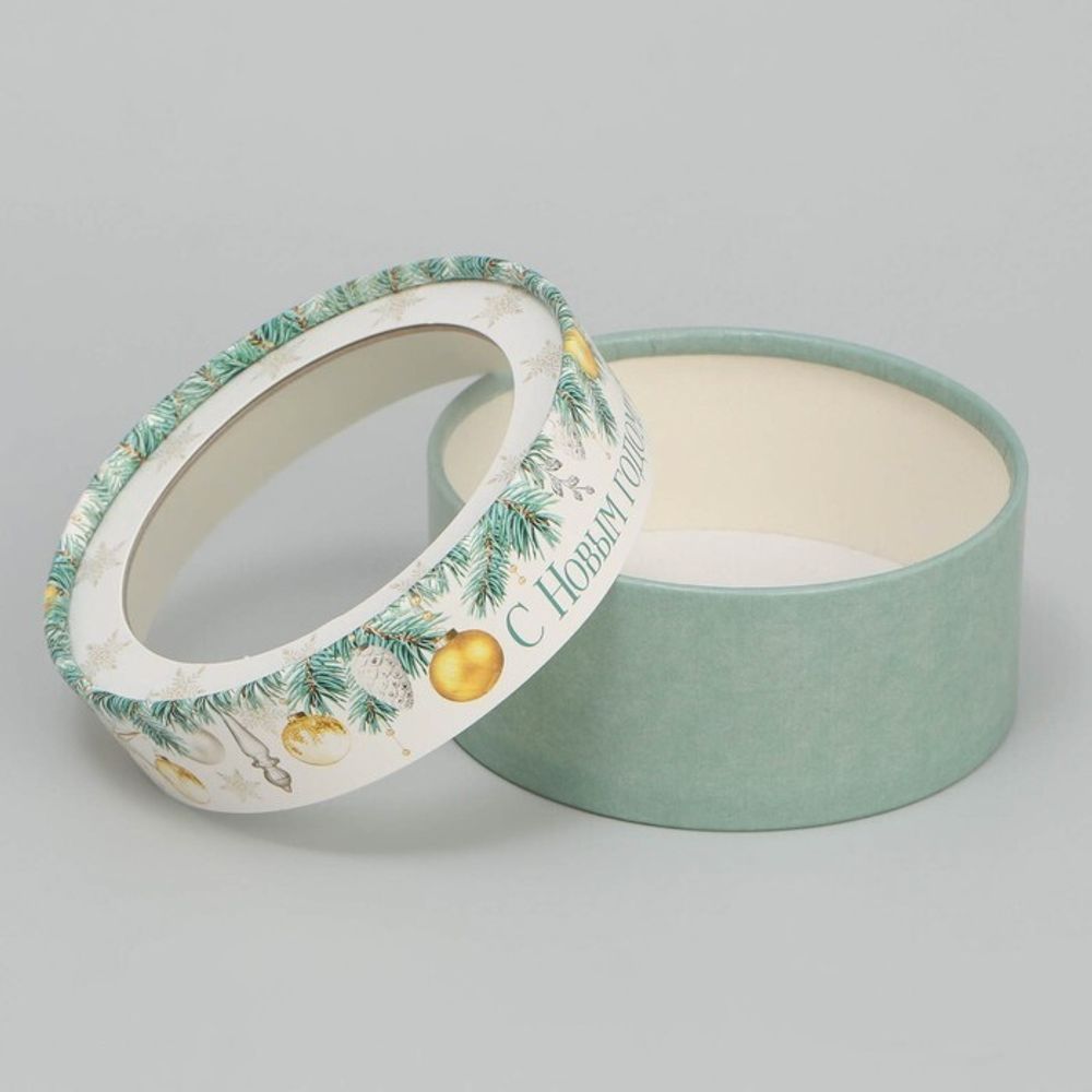 Коробка для макарун тубус с окном «С Новым годом», 12×12×5 см