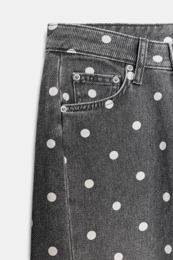 ZARA ДЖИНСЫ ZW COLLECTION ANKLE RELAXED СО СРЕДНЕЙ ПОСАДКОЙ И ГОРОШКОМ, ЖЕМЧУЖНО-СЕРЫЙ