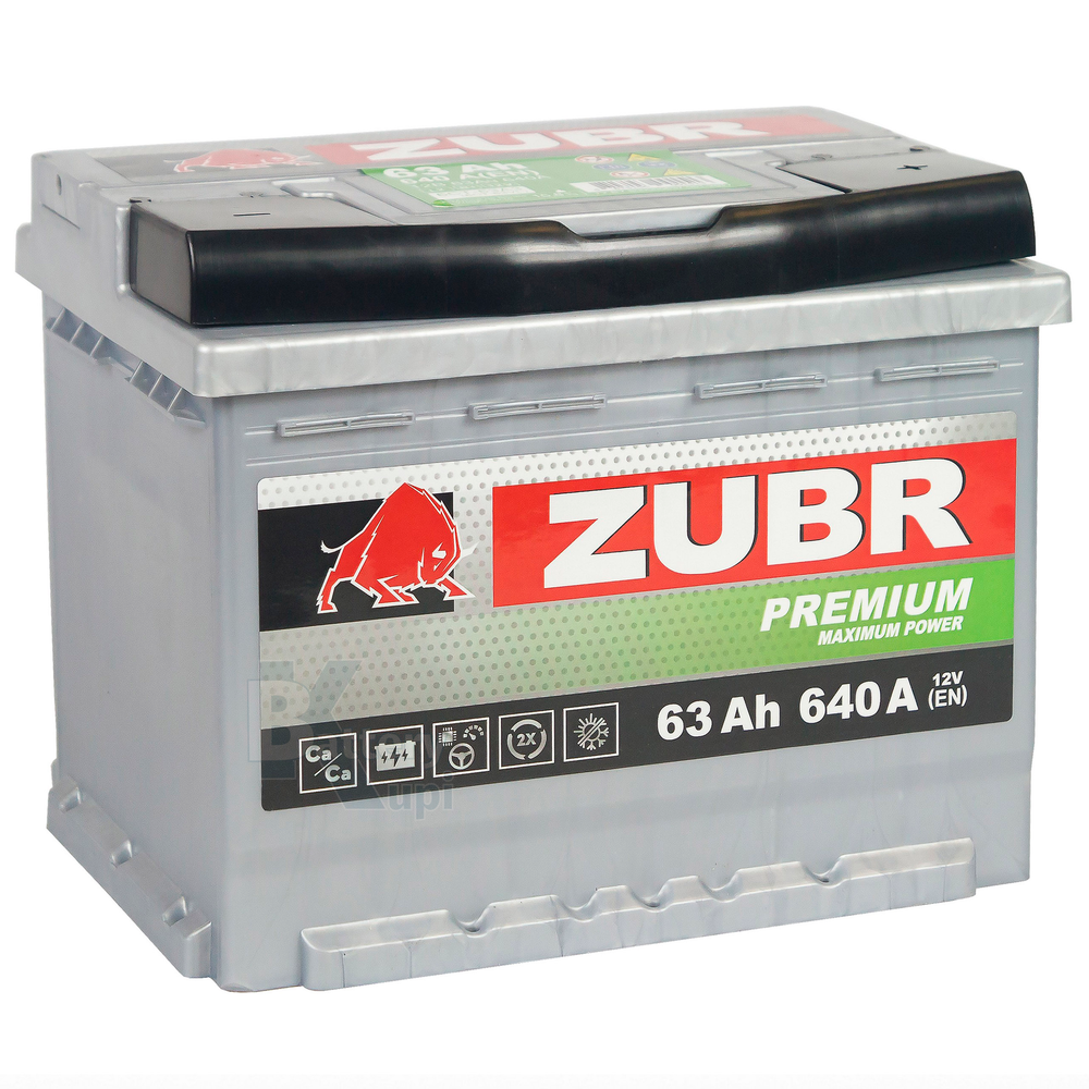 Аккумулятор ZUBR Premium (63Ah, 640A, R+) ZP630