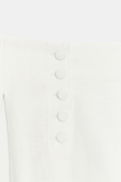 ZARA ШОРТЫ С ОБТЯЖНЫМИ ПУГОВИЦАМИ, ЖЕЛТОВАТО-БЕЛЫЙ