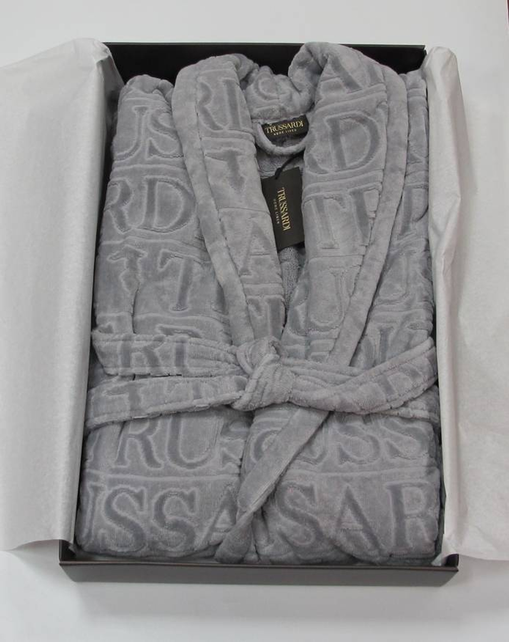 Халат велюровый Trussardi Overlogo Grey 004 серый