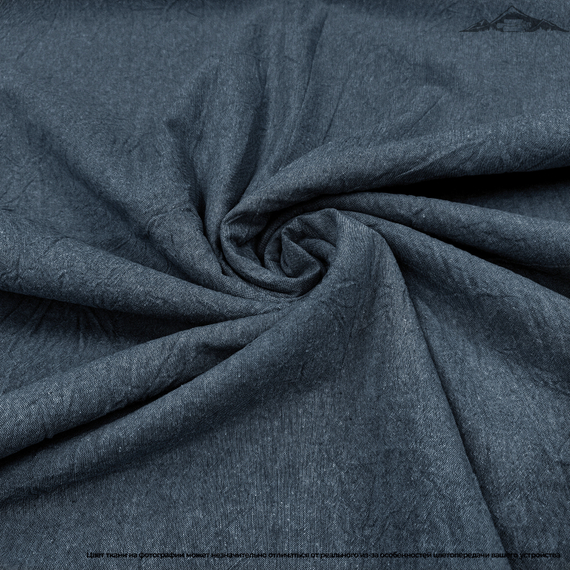 Вареный (стираный) хлопок, цв.Графитово-синий меланж