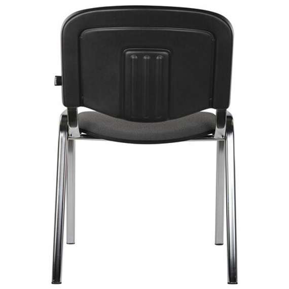 Стул для персонала и посетителей BRABIX "Iso CF-001", хромированный каркас, ткань серая с черным, 531420