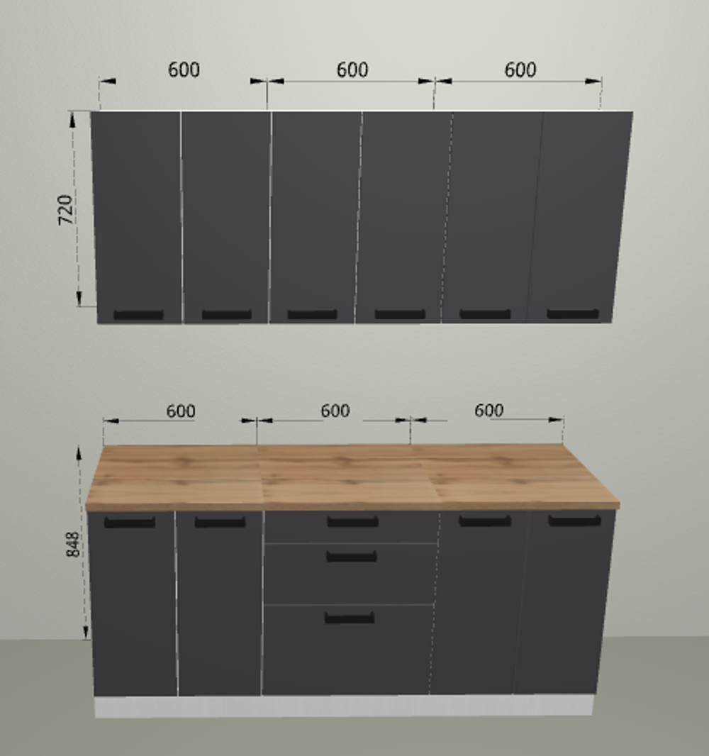 Модульная кухня "Фиджи" Графит