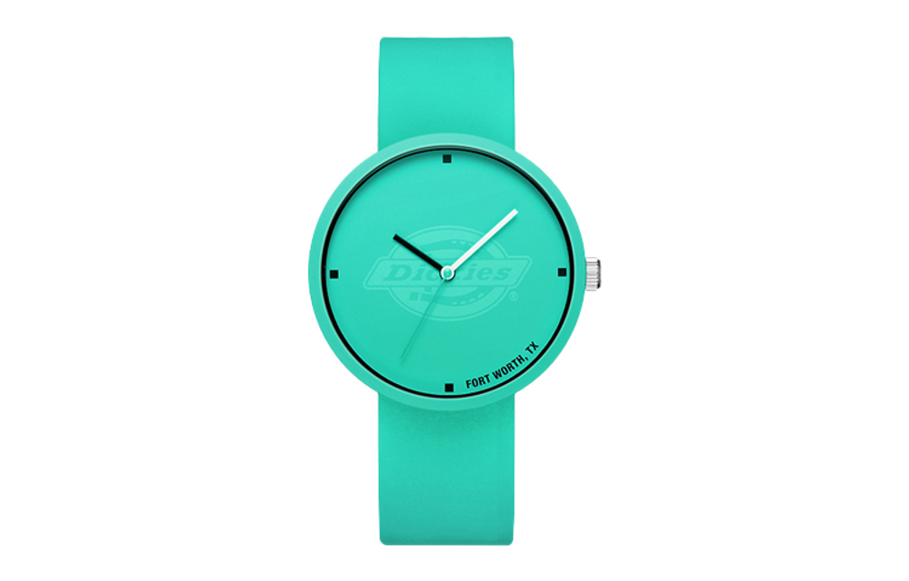 Dickies Wrist Watch Quartz Movement Silicone Leather Strap Green Dial Women"s Watch