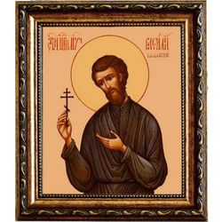 Василий Валаамский преподобномученик. Икона на холсте.