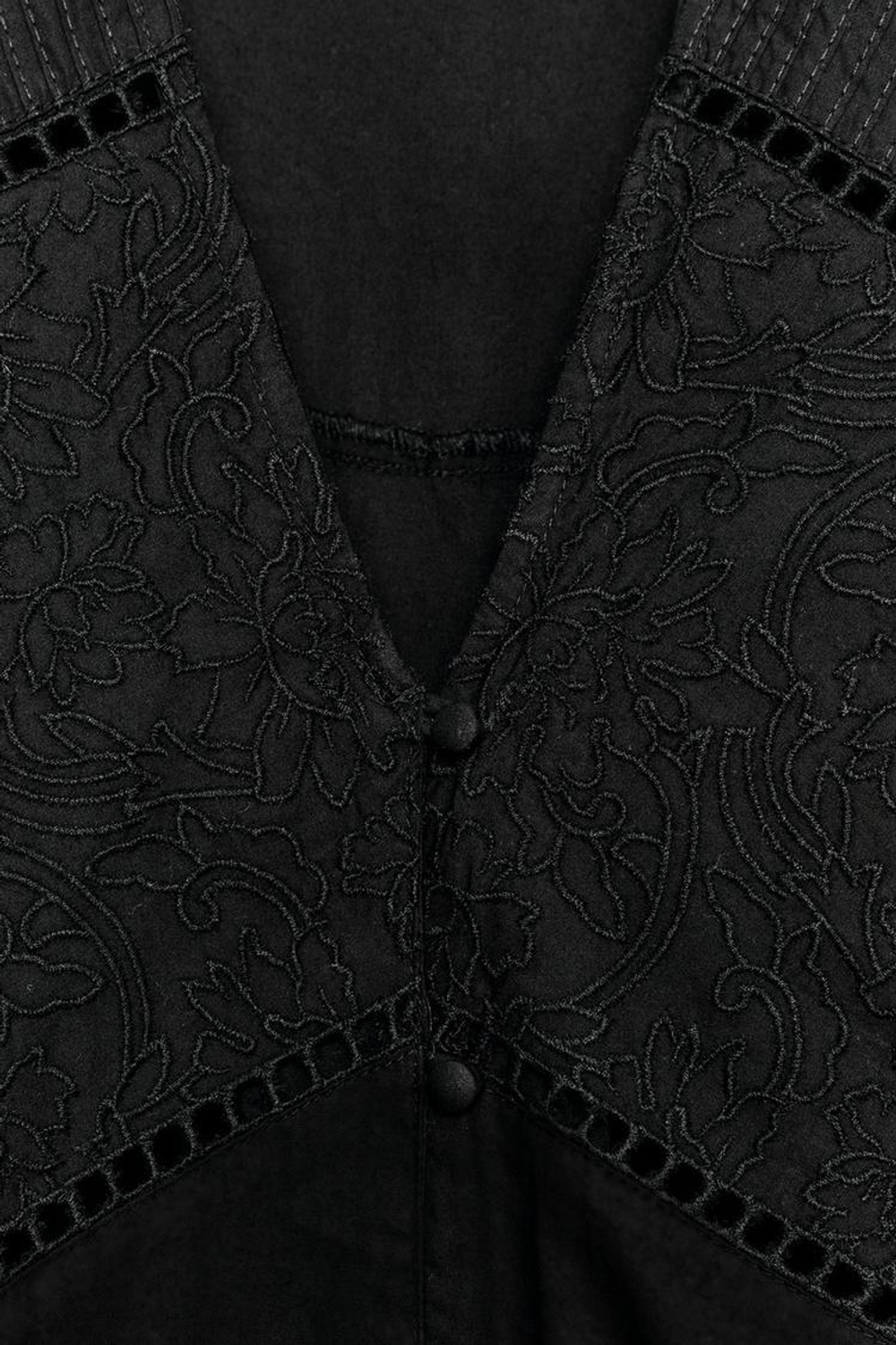 ZARA ТОП ИЗ ПОПЛИНА С ОБЪЕМНЫМИ РУКАВАМИ, ЧЕРНЫЙ