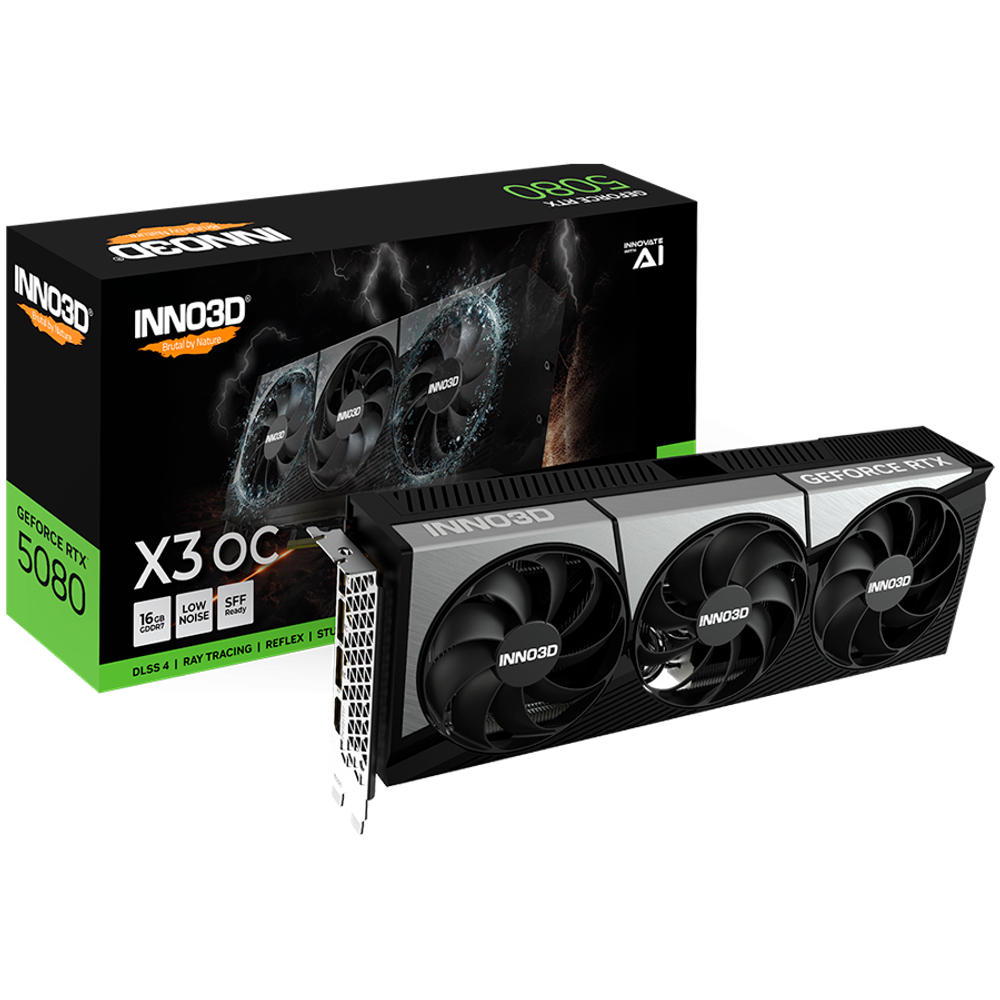 INNO3D NVIDIA GEFORCE RTX 5080 X3 OC 16GB GDDR7 256bit, 2460 MHz / 30Gbps, 3x DP, 1x HDMI, 3 fan, 2,5 slot