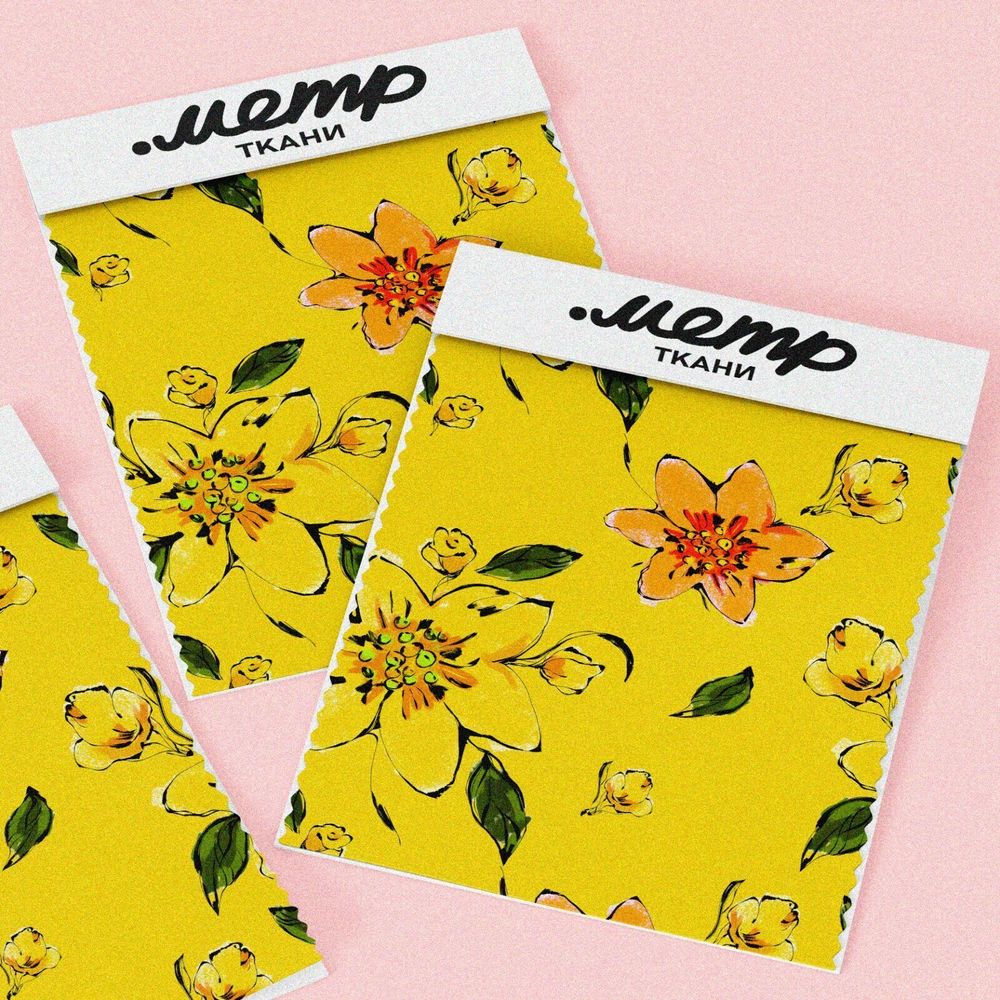 Ткань мембрана жёлтые оранжевые цветы