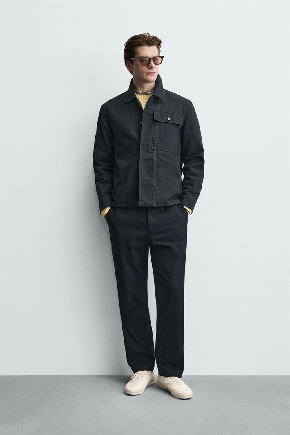 ZARA БРЮКИ КАРГО STRAIGHT FIT, МОРСКОЙ СИНИЙ