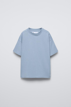 ZARA ОДНОТОННАЯ ФУТБОЛКА, НЕБЕСНО-ГОЛУБОЙ