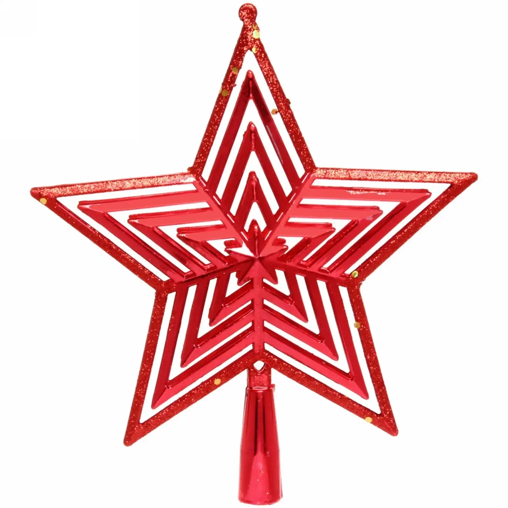 Звезда на ёлку 20см «Полоса объемная» красная