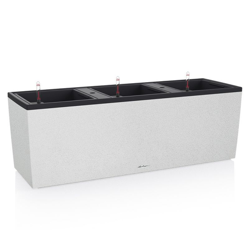 Кашпо Lechuza "Trio Stone Complete quarz white" (пластик), 130x42xH44 см