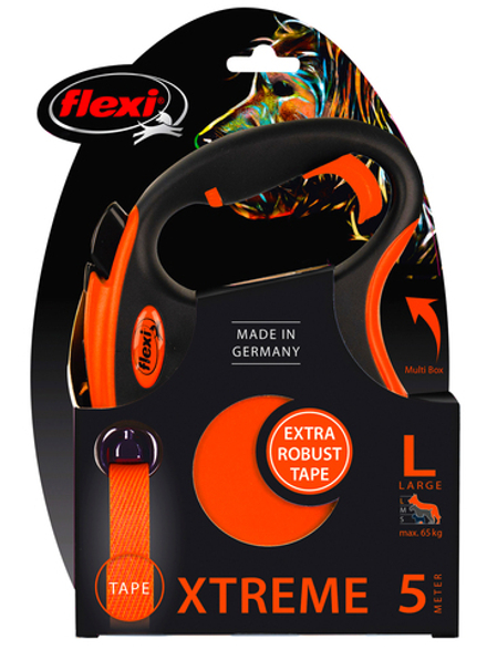 flexi рулетка Xtreme L (до 65 кг) 5 м лента оранжевая