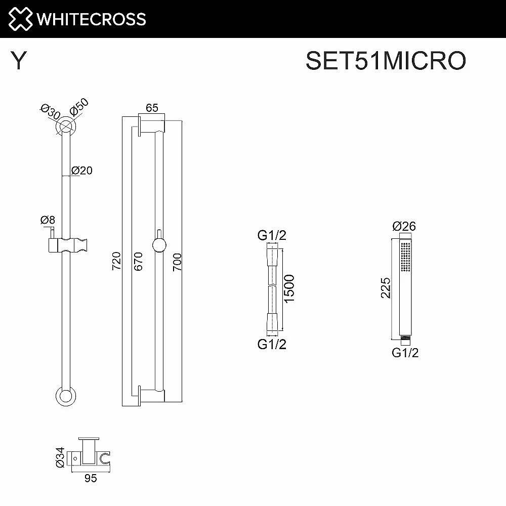 Душевой гарнитур WhiteCross SET51MICROBL черный матовый