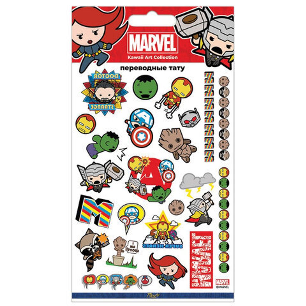 Наклейки-тату переводные АССОРТИ, ЦВЕТНЫЕ, 11х20 см, PY