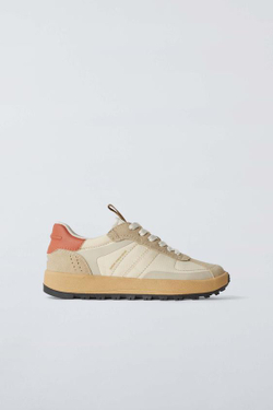 ZARA КРОССОВКИ С КОНТРАСТНЫМИ ВСТАВКАМИ, БЕЖЕВЫЙ