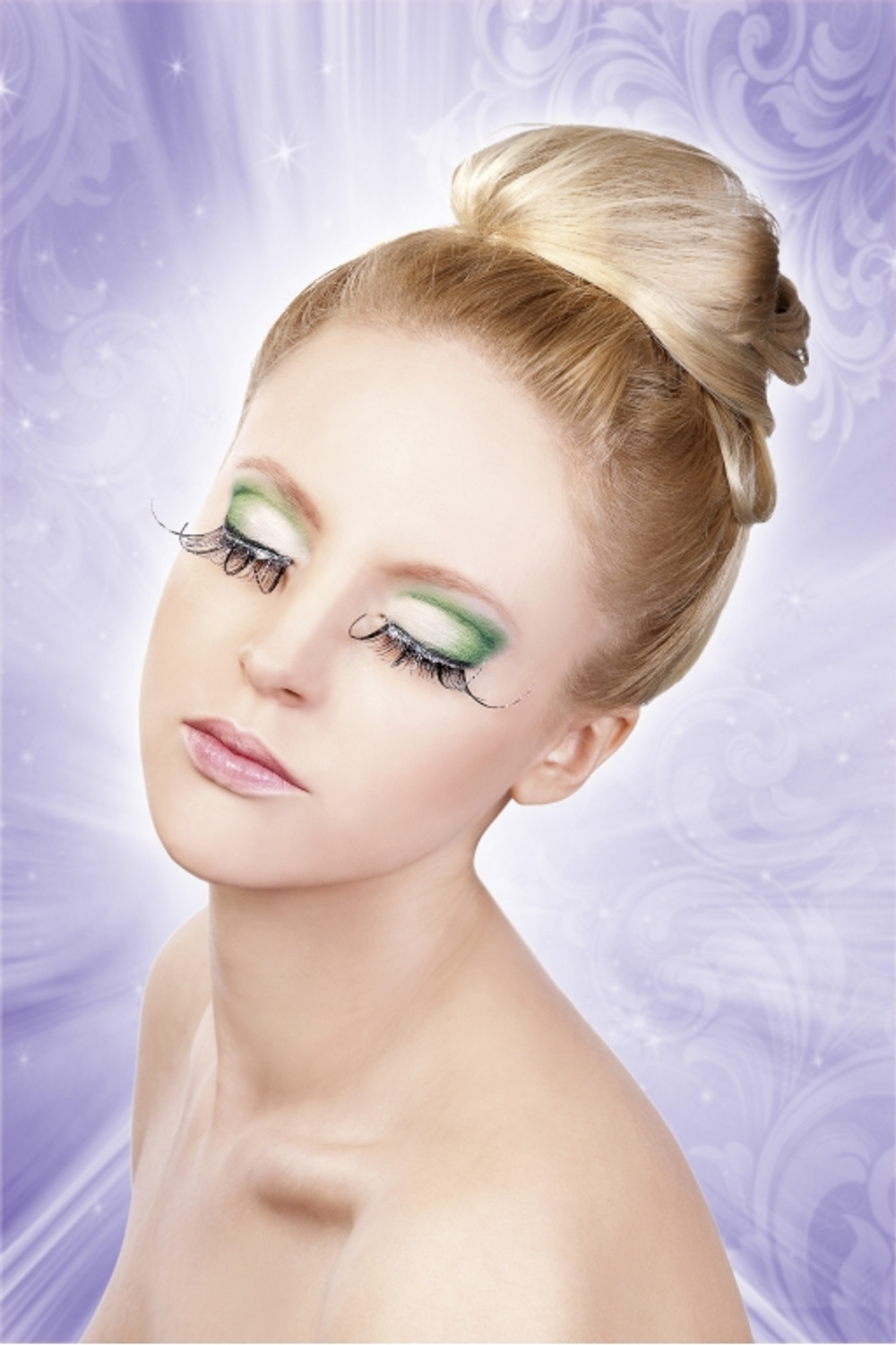 Чёрные-фиолетовые ресницы-перья (Цвет: черный с фиолетовым)