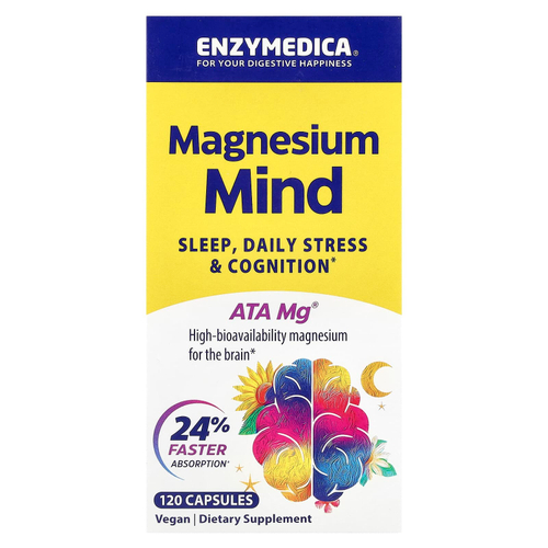 Enzymedica, Magnesium Mind, магний для поддержки когнитивных функций, 120 капсул