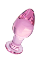 Анальная втулка Sexus Glass стеклянная, 10 см (Цвет: прозрачный с розовым)