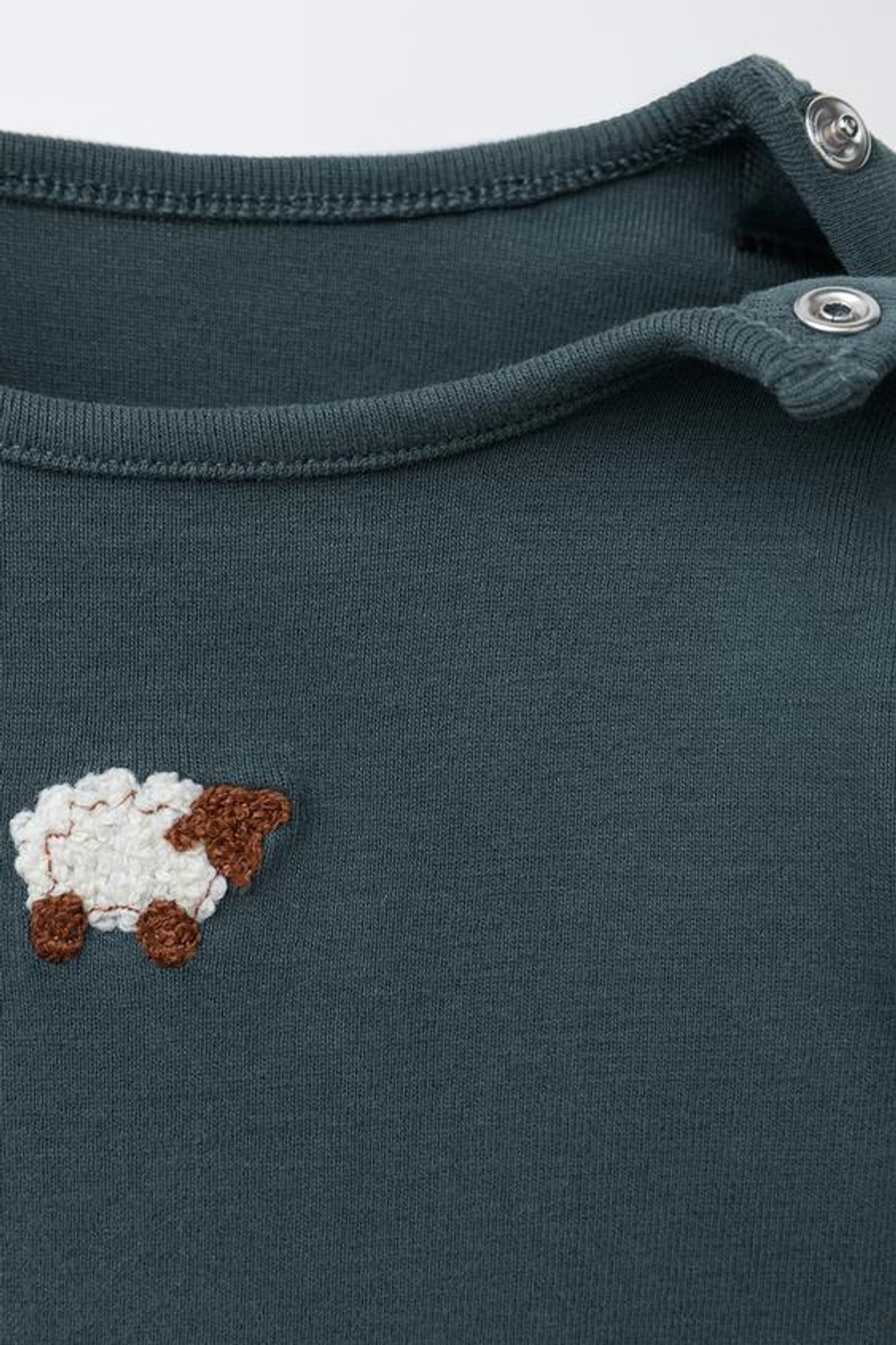 ZARA КОМПЛЕКТ ИЗ БОДИ И ЛЕГГИНСОВ С ВЫШИВКОЙ "ОВЕЧКА", НЕФТЯНОЙ