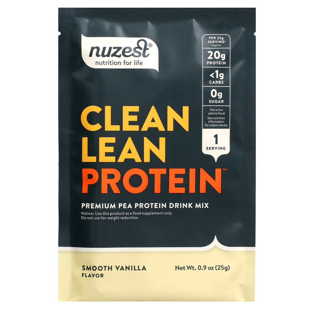 Nuzest, чистый постный протеин, со вкусом ванили, 10 пакетиков по 25 г (0,9 унции)
