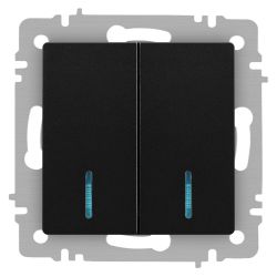 Выключатель Intro Accent 6-105-05 двойной с подсветкой, 10А-250В, IP20, СУ, AL/CU, антрацит | Intro